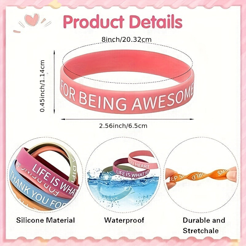 64pcs Inspirational Silicone Bracelets with Positive Affirmations