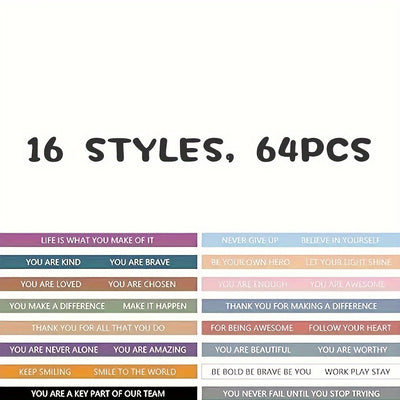 64pcs Inspirational Silicone Bracelets with Positive Affirmations