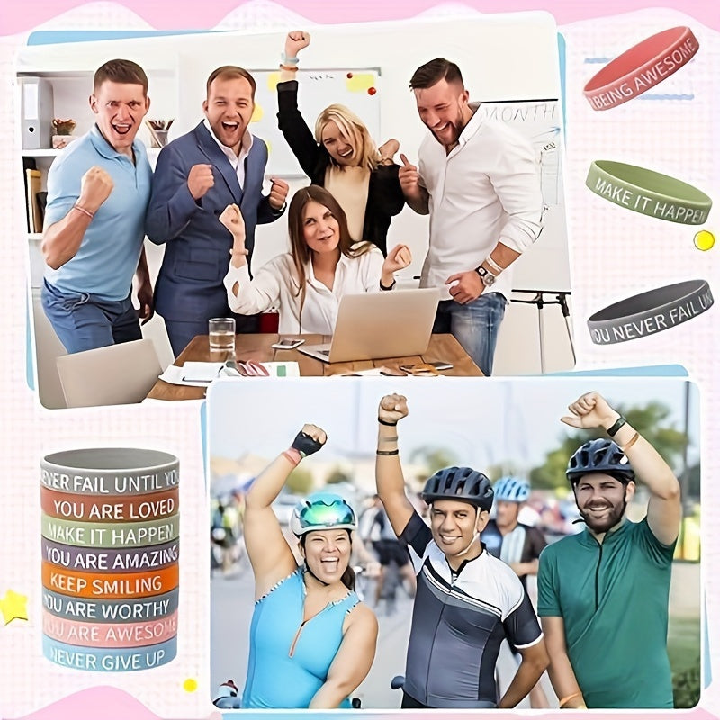 64pcs Inspirational Silicone Bracelets with Positive Affirmations