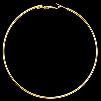 Women Gold Plated Silver Color Metal Big Circle Smooth Large Big Round Hoop Earings For Women Sexy Fashion Jewelry Wholesale