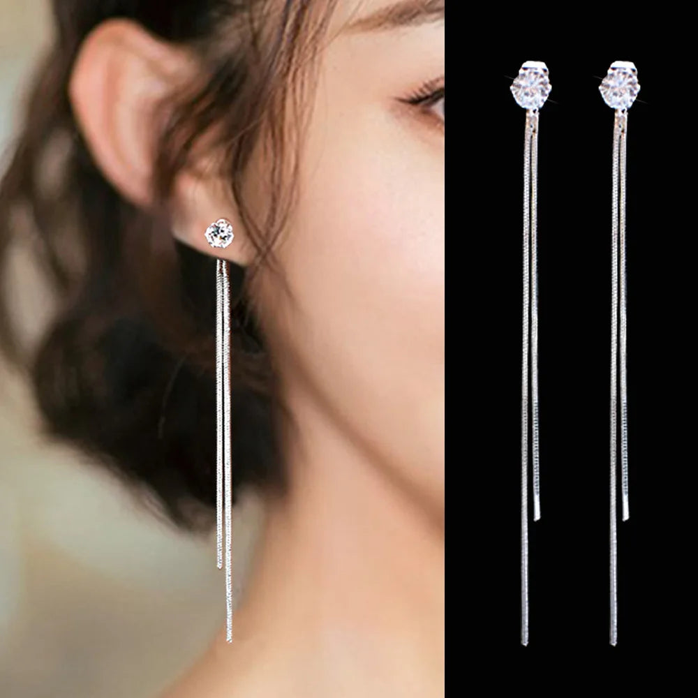2021 Korean Earings Geometric Block Long Tassel Bar Drop Earrings for Women Minimalism Personality Ear Line Dangle Jewelry Gift