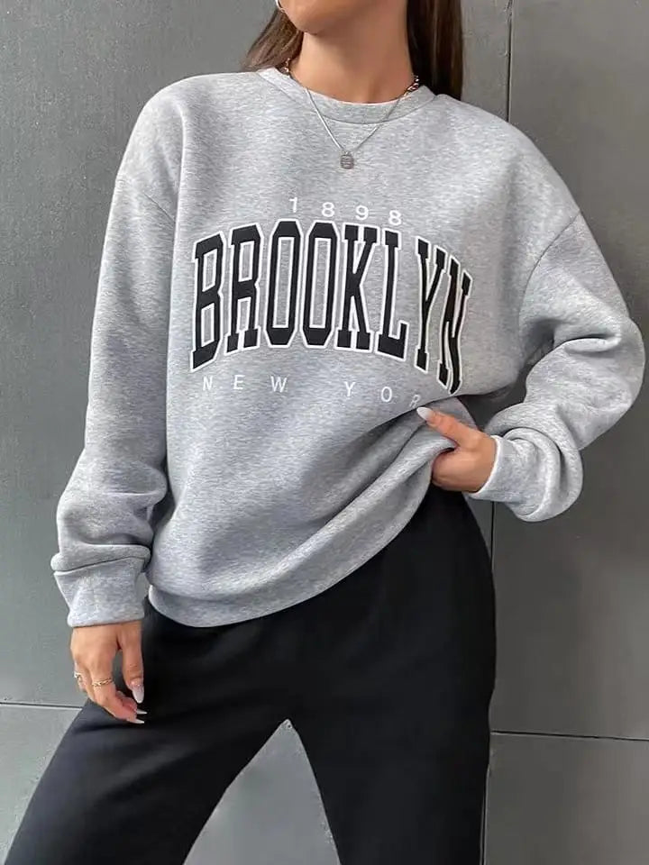 Women's Hoodie   Hoodie Monogram Print 1898 New York Brooklyn Harajuku  Sweatshirt  Streetwear Women