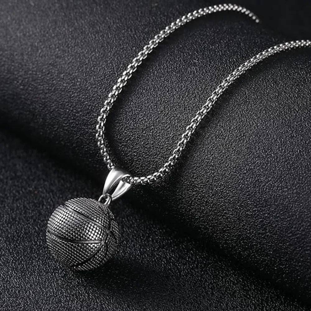Fashion Dominant Basketball Pendant Men's  Stainless Steel Basketball Necklace