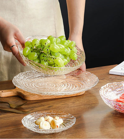Crystal Glass Bowl Hammered Texture Modern Tableware Salad Fruit Dessert Snack Bowl Eco-Friendly Lead-Free Serving Bowl