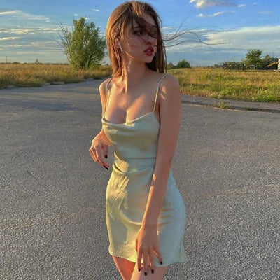 Summer Short Dresses for Women 2024 Cheap Casual Solid Color Evening Party Mini Dress Sexy Club Streetwear Female strap Dress