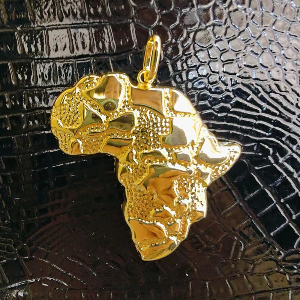 Gold Plated Pendants for Necklace Women Men Fashion 18k Gold Color African Map Design Pendant Jewelry Making for Party Daily
