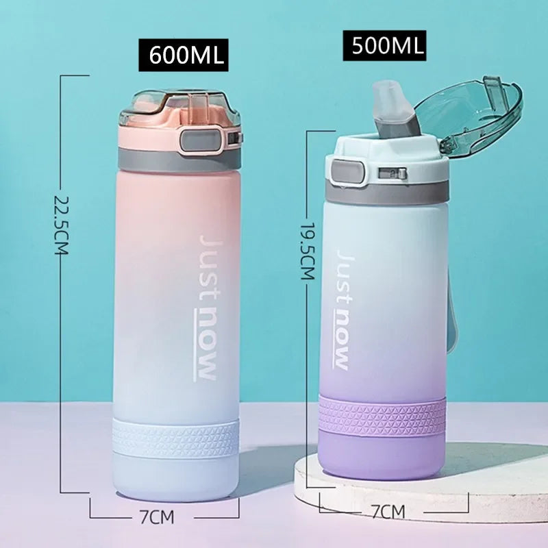 600ml Water Bottles Fashion Water Bottle with Straw BPA Free Portable Outdoor Sport Cute Drinking Plastic Bottles Eco-Friendly