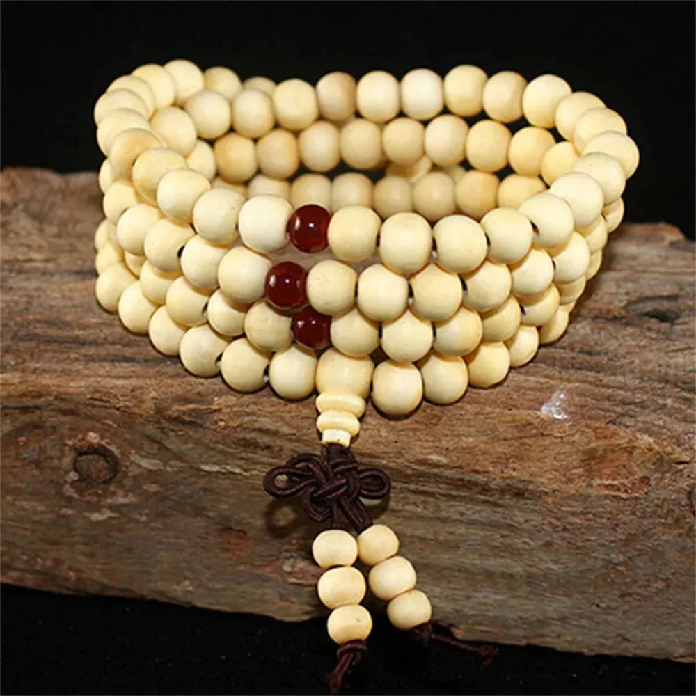 Natural Sandalwood Bracelet Men Buddhist Buddha Meditation Bead Bracelet For Women Prayer 108 Beads Rosary Hanging Decoration