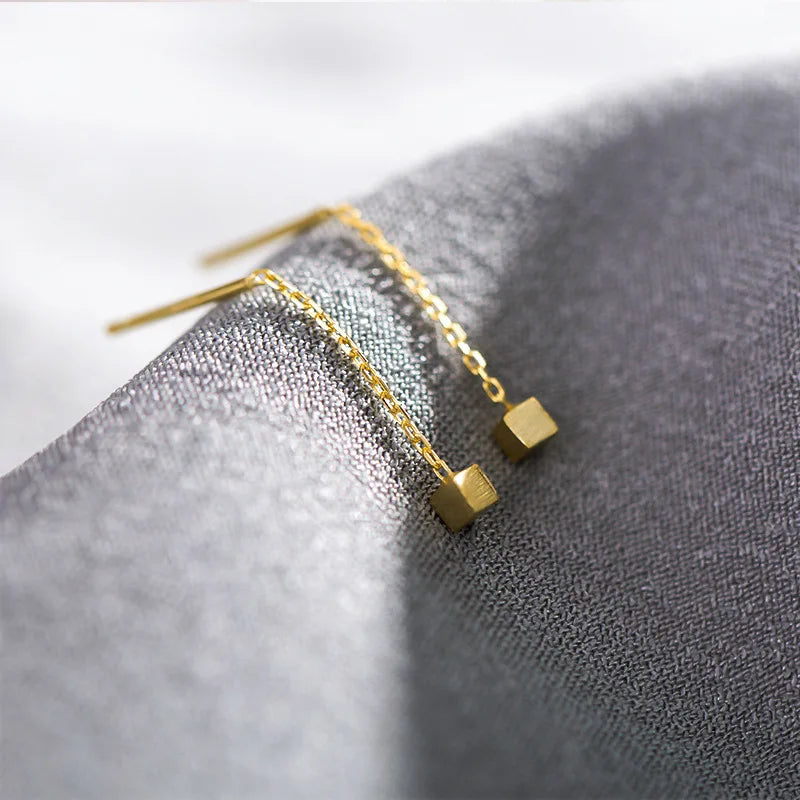 2021 Korean Earings Geometric Block Long Tassel Bar Drop Earrings for Women Minimalism Personality Ear Line Dangle Jewelry Gift