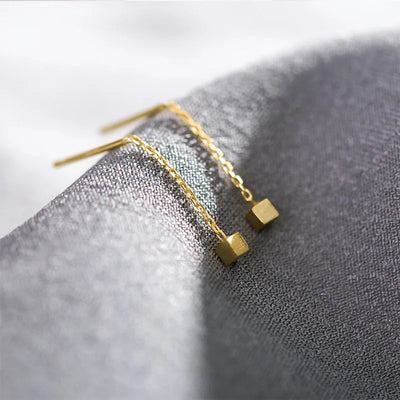 2021 Korean Earings Geometric Block Long Tassel Bar Drop Earrings for Women Minimalism Personality Ear Line Dangle Jewelry Gift