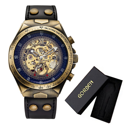 Wrist Watch For Men Waterproof Automatic Mechanical Watch Men's watch Retro montre homme with Genuine Leather relogio masculino