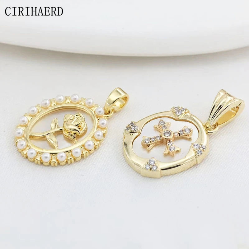 Women's Necklace Pendants Various Styles Of 14K Gold Plated Brass Metal Fashion Pendant DIY Jewelry Necklaces Making Accessories