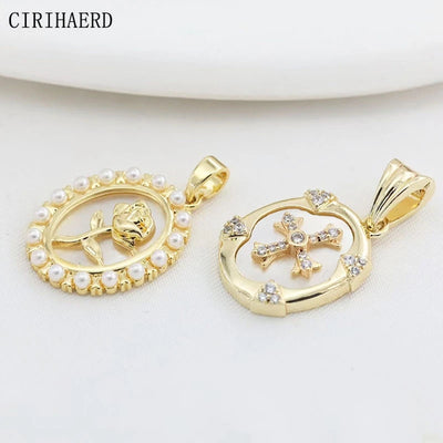 Women's Necklace Pendants Various Styles Of 14K Gold Plated Brass Metal Fashion Pendant DIY Jewelry Necklaces Making Accessories