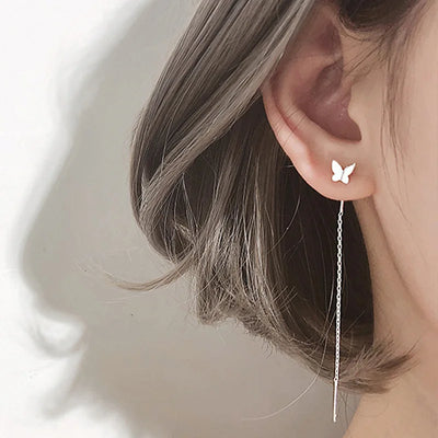 2021 Korean Earings Geometric Block Long Tassel Bar Drop Earrings for Women Minimalism Personality Ear Line Dangle Jewelry Gift