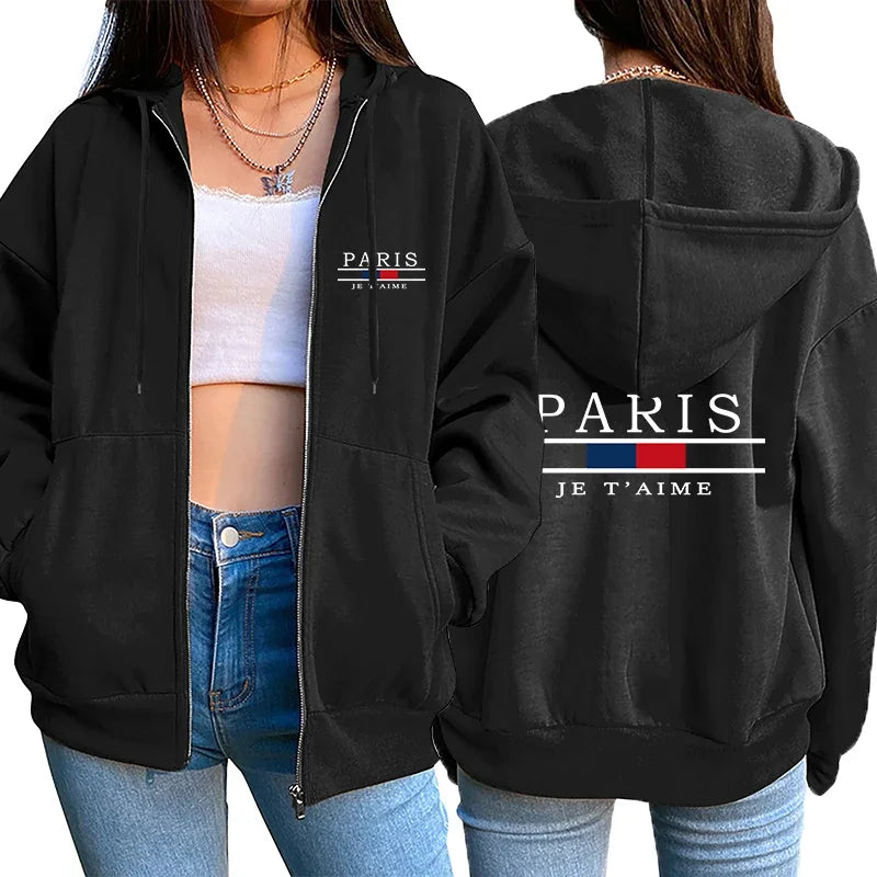 Womens Hoodie Overcoat Home Print Zipper Jacket Daily Casual Sweatshirt Outdoors Jogging Woman Tops Clothing Fashion Streetwear