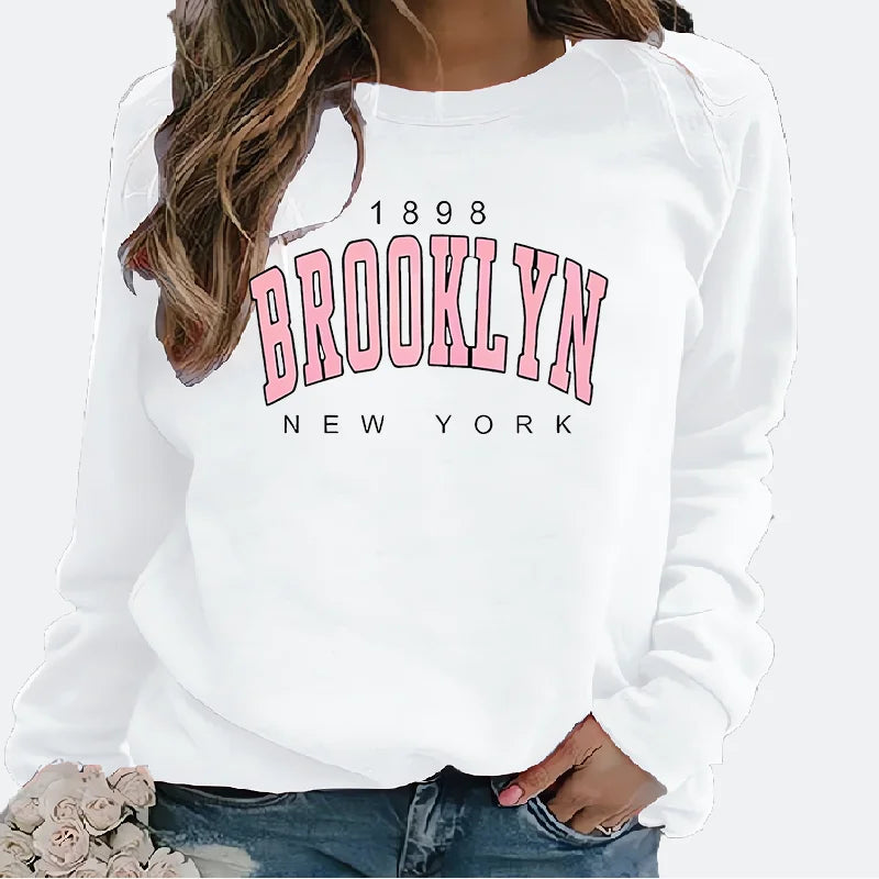 Women's Hoodie   Hoodie Monogram Print 1898 New York Brooklyn Harajuku  Sweatshirt  Streetwear Women