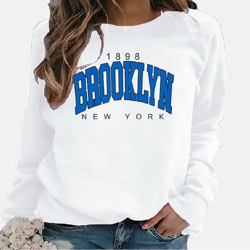 Women's Hoodie   Hoodie Monogram Print 1898 New York Brooklyn Harajuku  Sweatshirt  Streetwear Women