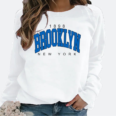 Women's Hoodie   Hoodie Monogram Print 1898 New York Brooklyn Harajuku  Sweatshirt  Streetwear Women