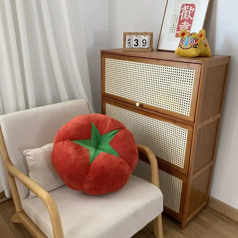 Thickened Cushion with Tomato-Shaped Pillow Vegetable Mushroom Persimmon Round Cushion Pad for Window Seat Pillows for Bedroom