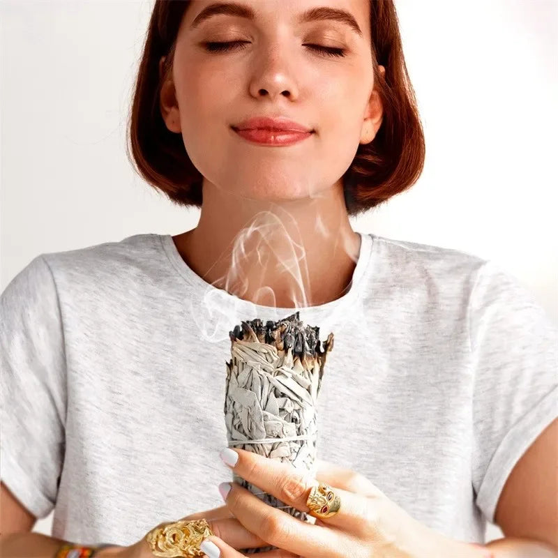 Natural Incense White Sage Bundle Smudge Sticks Home Purification Pure Leaf Meditation Portable Energy Cleansing Bundles