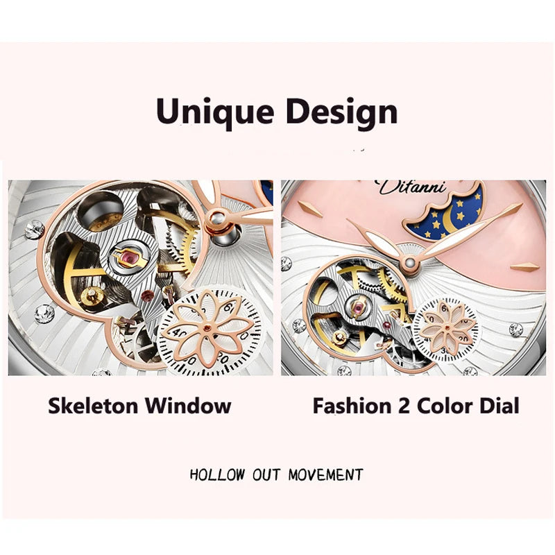 Women's Watches Waterproof Luminous Skeleton Original Automatic Mechanical Watch for Woman Elegant Ladies Watch Reloj Mujer