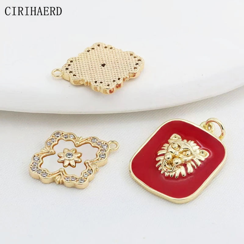 Women's Necklace Pendants Various Styles Of 14K Gold Plated Brass Metal Fashion Pendant DIY Jewelry Necklaces Making Accessories