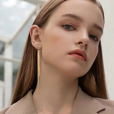 2021 Korean Earings Geometric Block Long Tassel Bar Drop Earrings for Women Minimalism Personality Ear Line Dangle Jewelry Gift