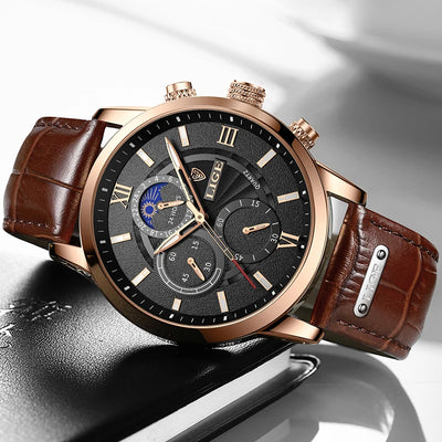Men's Watches LIGE Top Brand Luxury Men WristWatch For Men Leather Quartz Watch Sports Waterproof Male Clock Relogio Masculino