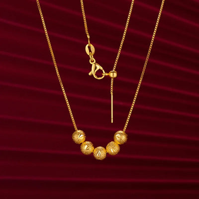 Solid Gold Pendants Necklace for Women Golden Bean Simple Classic Engagement Jewelry for Gifts