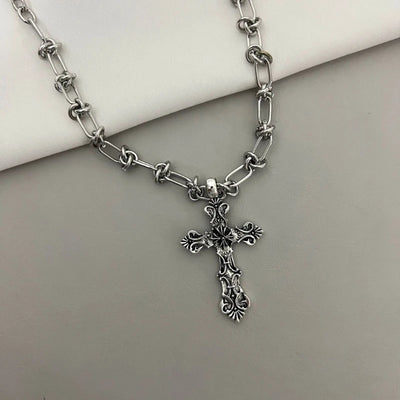 Vintage Cross Pendants Necklace for Women Kpop Punk Chain Necklaces Long Korean Fashion Retro Jewelry on The Neck Gift