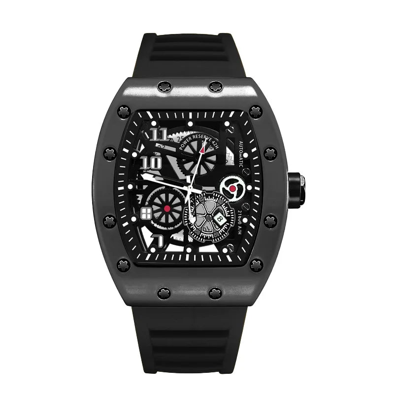 Men's Watch Sports Brand Fashion Trend Fully Automatic Quartz Wristwatch Hollow Waterproof Black Warrior Male Clock Watches