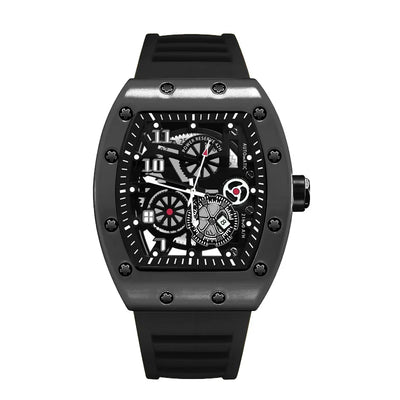 Men's Watch Sports Brand Fashion Trend Fully Automatic Quartz Wristwatch Hollow Waterproof Black Warrior Male Clock Watches