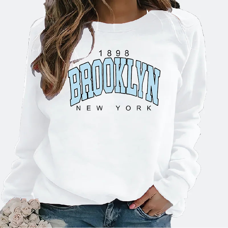 Women's Hoodie   Hoodie Monogram Print 1898 New York Brooklyn Harajuku  Sweatshirt  Streetwear Women