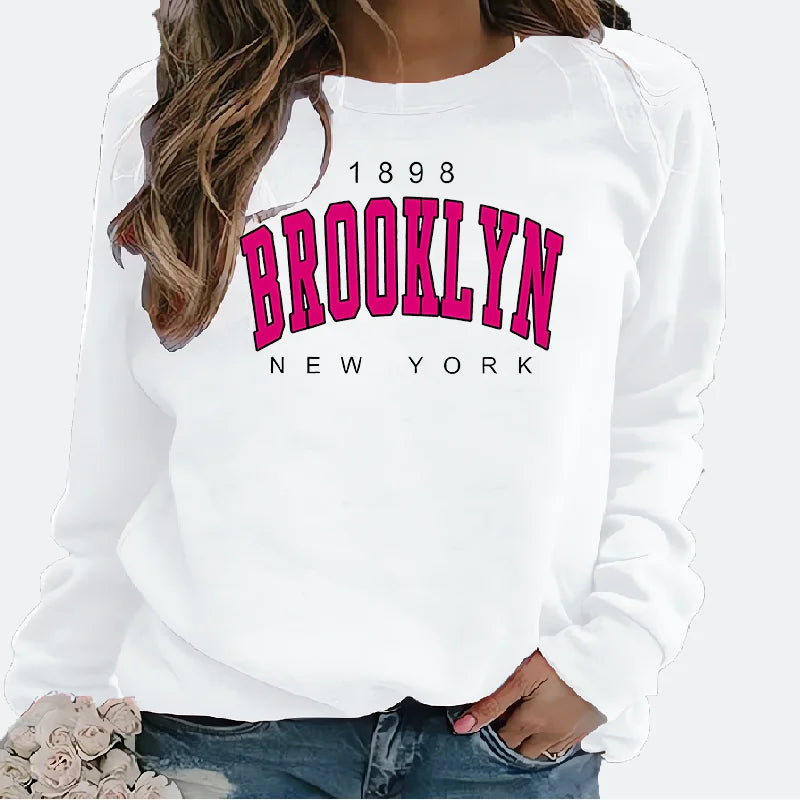 Women's Hoodie   Hoodie Monogram Print 1898 New York Brooklyn Harajuku  Sweatshirt  Streetwear Women