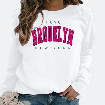 Women's Hoodie   Hoodie Monogram Print 1898 New York Brooklyn Harajuku  Sweatshirt  Streetwear Women
