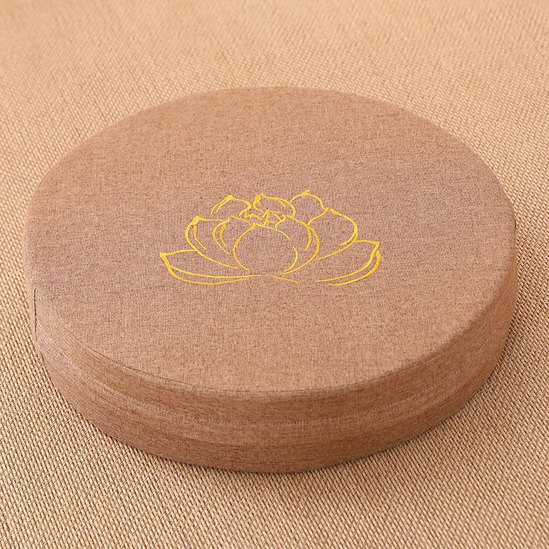 Yoga Meditation Cushion 40x6CM Linen Lotus Pad Hard Floor Pillow Washable Tatami Mat with Removable Cover Backrest Support
