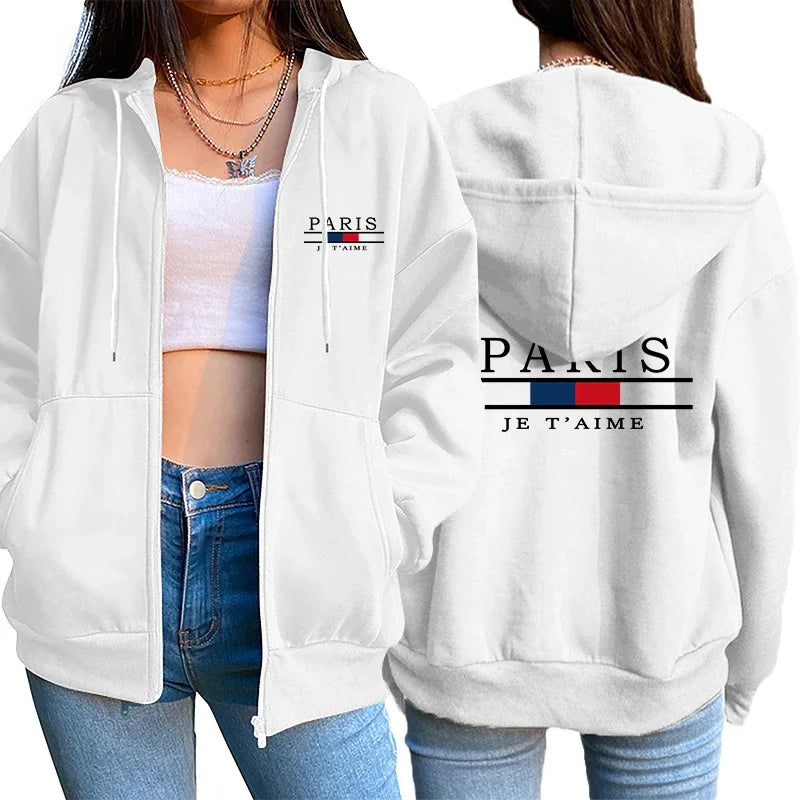Womens Hoodie Overcoat Home Print Zipper Jacket Daily Casual Sweatshirt Outdoors Jogging Woman Tops Clothing Fashion Streetwear