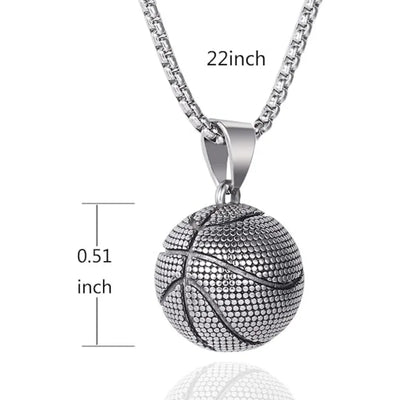 Fashion Dominant Basketball Pendant Men's  Stainless Steel Basketball Necklace
