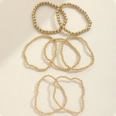 New Beaded Bracelets for Women Charm Link Chain Statement Bracelets Bangles Handmade Gold Color Beads Elastic Hand Jewelry