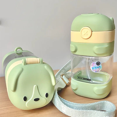 Water Bottle With Straw Cute Water Bottles For Children School Girls Boys Outdoor Portable Braces BPA Free Water Bottle For Kids