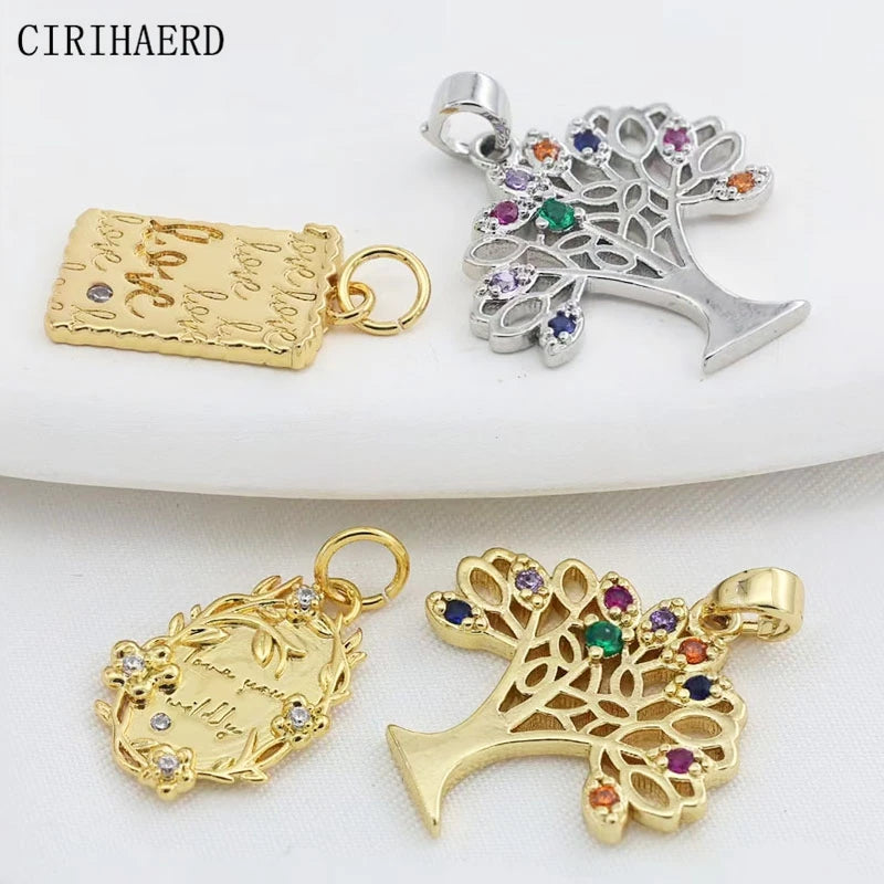 Women's Necklace Pendants Various Styles Of 14K Gold Plated Brass Metal Fashion Pendant DIY Jewelry Necklaces Making Accessories