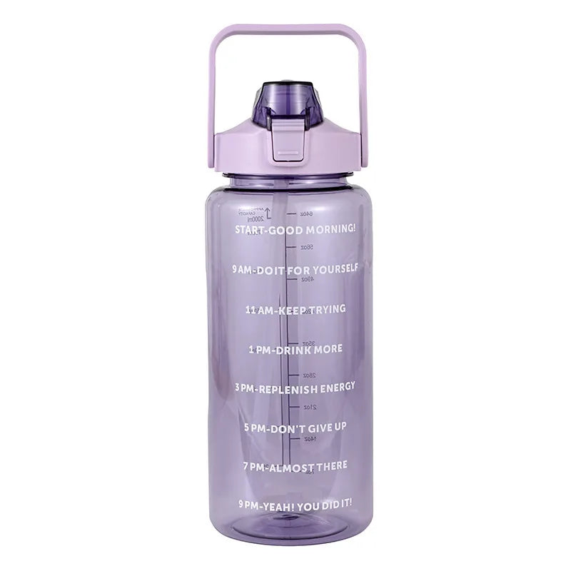 2 Liters Straw Plastic Water Bottle Large Portable Travel Bottle Sports Fitness Cup High Value Big Fat Cup Adult Universal