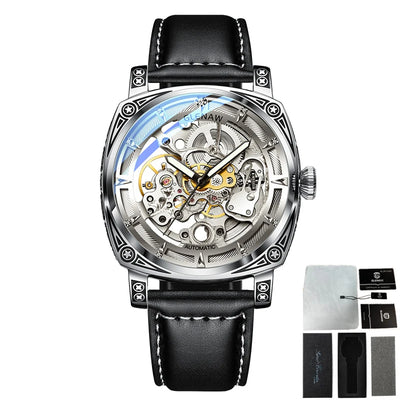 Relogios Masculino Glenaw Mens Watches Top Brand Luxury Personal Carving Watch Men's Stainless Steel Waterproof Watch Montre Hom