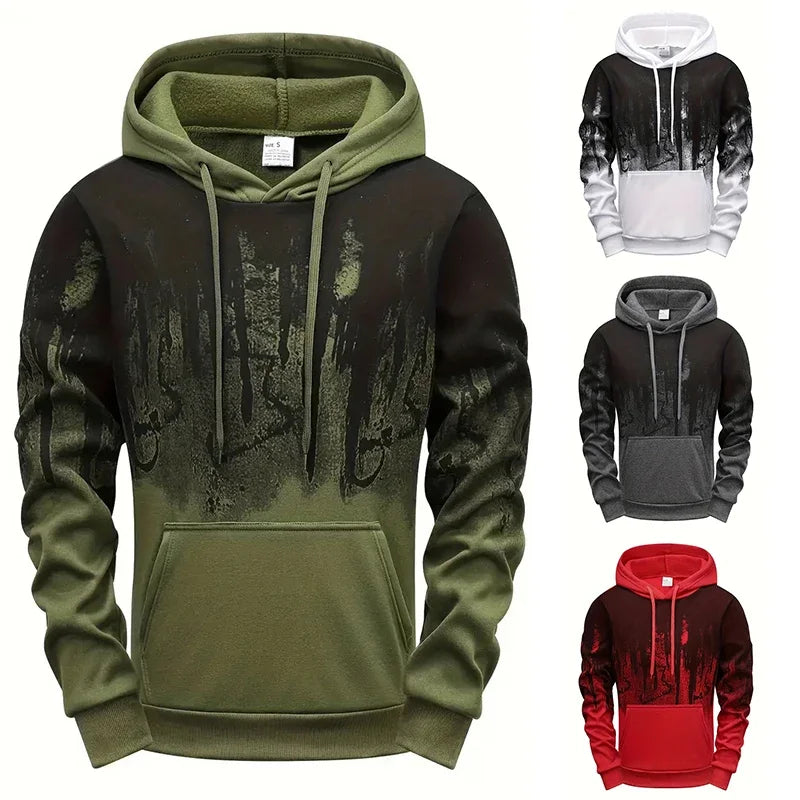 Men's Hoodie High Quality Hooded Long Sleeve Ink-splashed Sweatshirt Autumn Winter Daily Casual Sporty Jogging Fashion Outwear