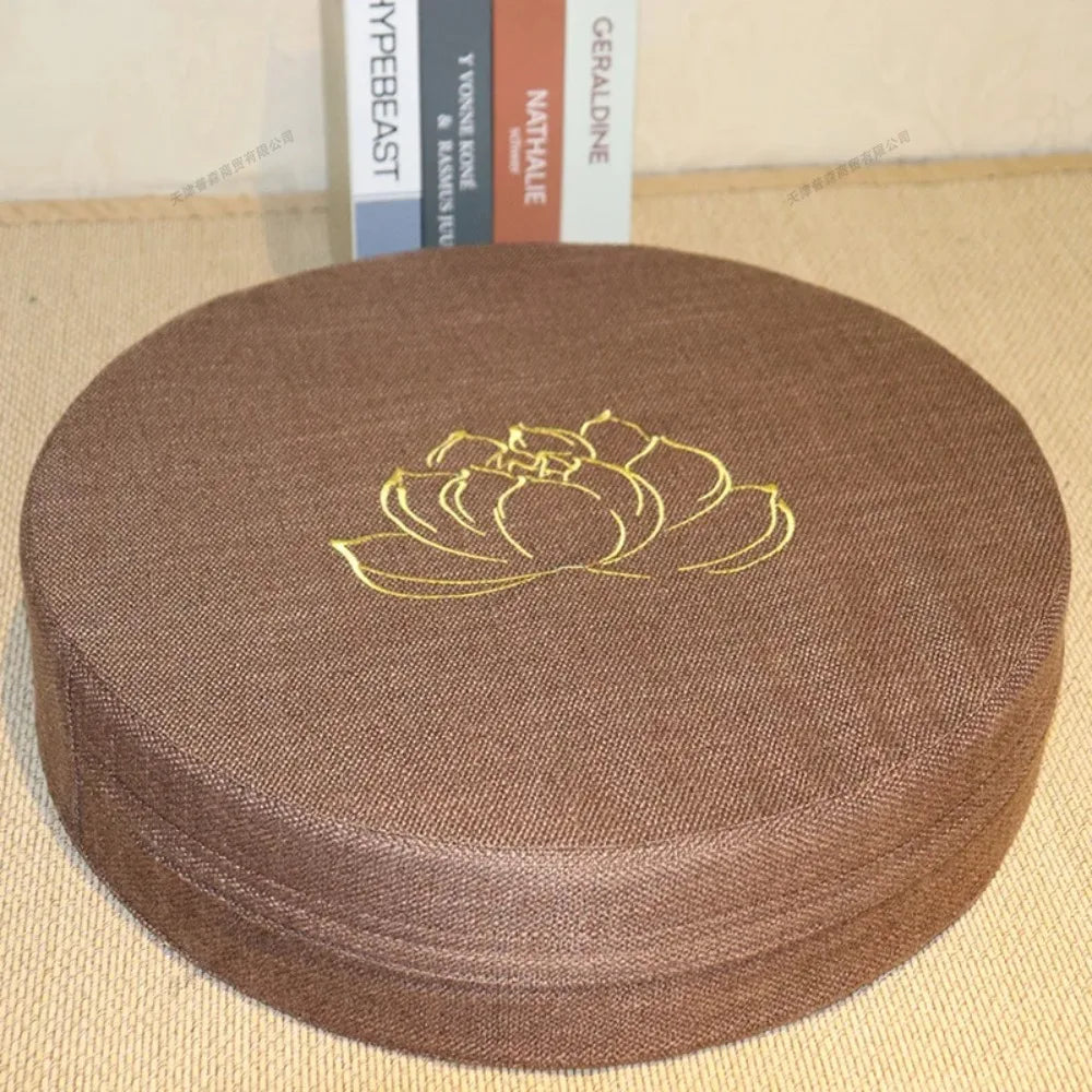 Yoga Meditation Cushion 40x6CM Linen Lotus Pad Hard Floor Pillow Washable Tatami Mat with Removable Cover Backrest Support