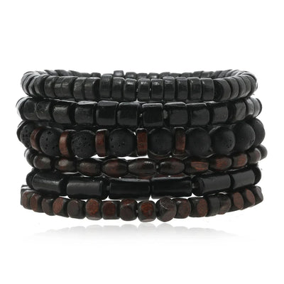 Bohemian Leather Bracelet Men Hand-woven Bracelet Men's Wooden Bead Bracelet Bracelet for Men Charm Bracelet Mens Jewellery