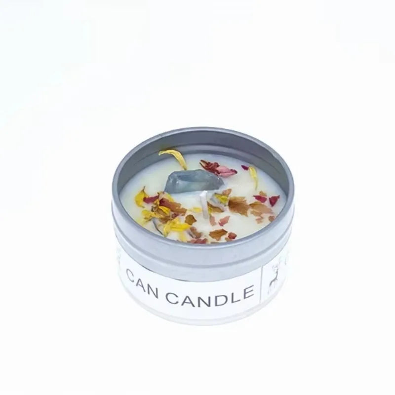 Scented Long Lasting Soy Candles Crystal Stone Dried Flower Fragrance Smokeless Fragrance Candle for Home Decorstion Candle Jar
