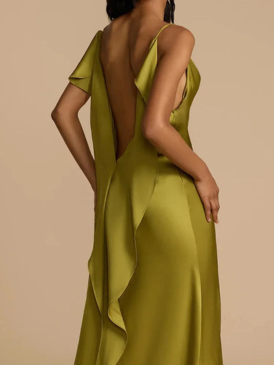 Summer Casual Dresses Elegant Ladies 2025 Sexy Deep Backless Women Slim Party Dress Sleeveless Vintage Solid Maxi Dress Vestidos