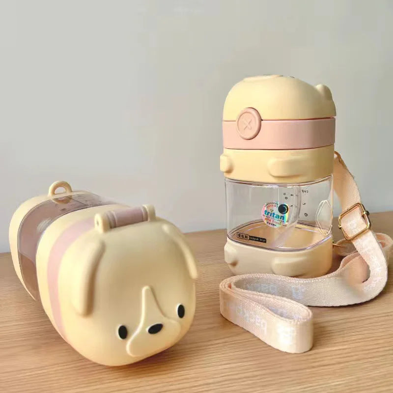 Water Bottle With Straw Cute Water Bottles For Children School Girls Boys Outdoor Portable Braces BPA Free Water Bottle For Kids