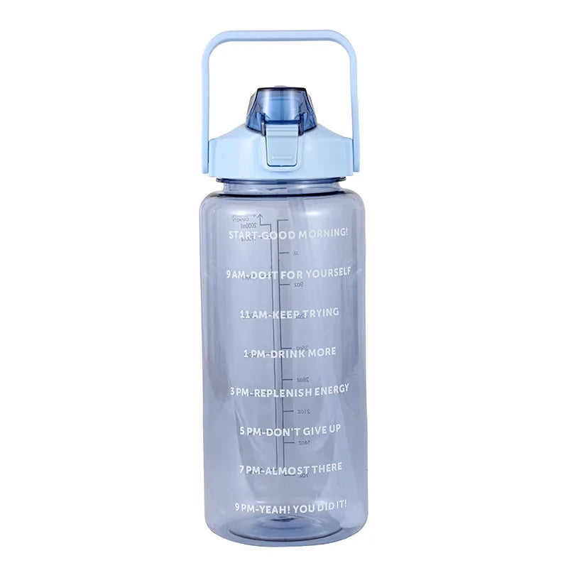 2 Liters Straw Plastic Water Bottle Large Portable Travel Bottle Sports Fitness Cup High Value Big Fat Cup Adult Universal
